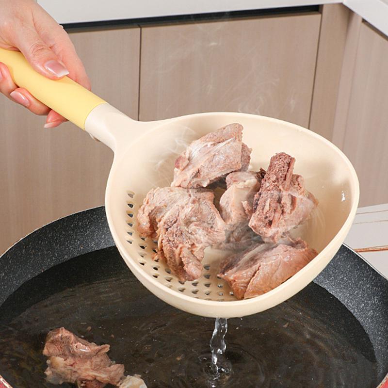 2in1 Heat-Resistant Kitchen Gadget Large Size Soup Ladle with Draining Feature Long Handle option of 1/2/3/5PCS