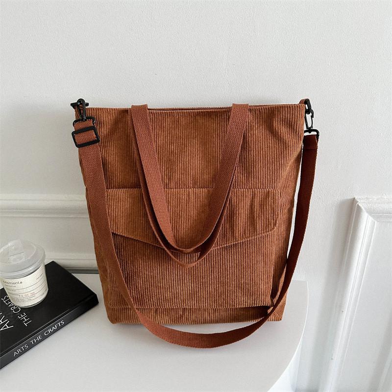 Chic 2023 Women's Large Soft Corduroy Shoulder Bag In Classic Colors For Casual Outings