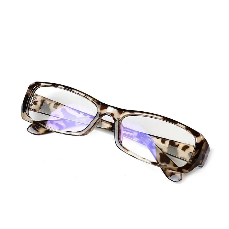 

2025 Kroean Harajuku Square Glasses Frame Women Fashion Plain Anti-blue Glasses Cosplay Decorative Eyeglasses Y2k Retro Eyewear леопардовый