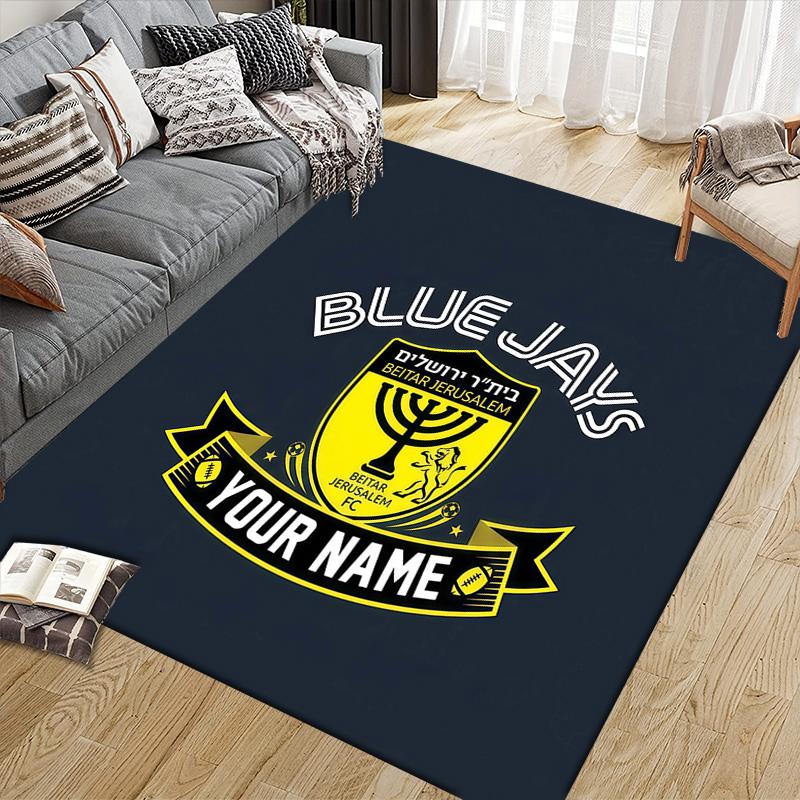 Benutzerdefinierter Name Beitar Jerusalem Flanellmuster Quadratischer Teppich, Läufer, Teppich für Wohnzimmer Schlafzimmer Sofa Spielzimmer Dekor, Rutschfeste Fußmatte