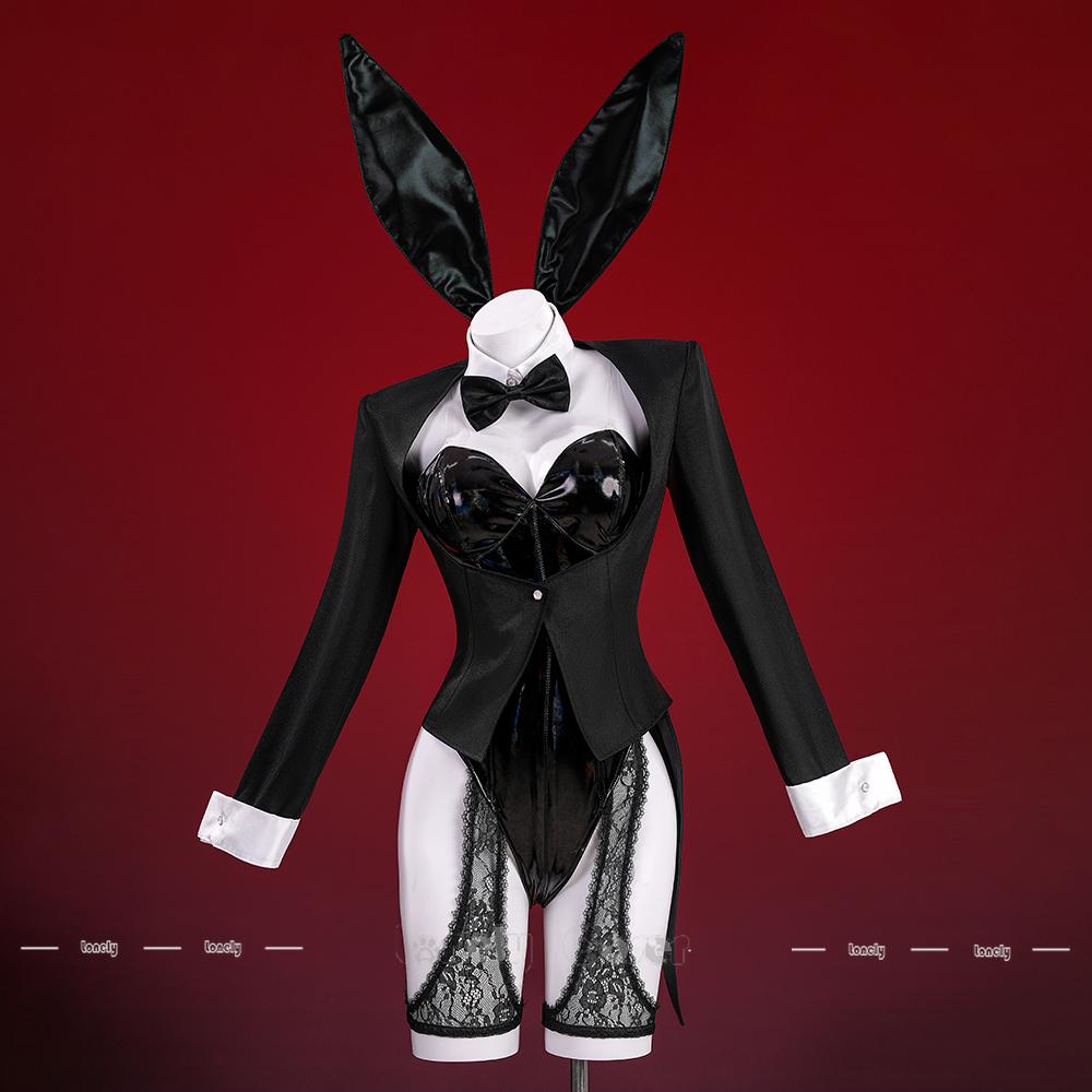 Anime My Dress-Up Darling Kitagawa Marin Cosplay Kostüm Perücke Bunny Outfit Für Damen Mädchen Kopfbedeckung Schwanz Komplettes Set Party Halloween