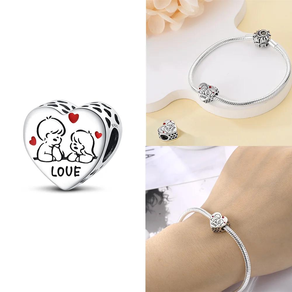 Charms Copper Zircon Forever Love Heart Sweethearts Life Charms Fit Bracelet Bracelet Beads Making For Lovers Accessory