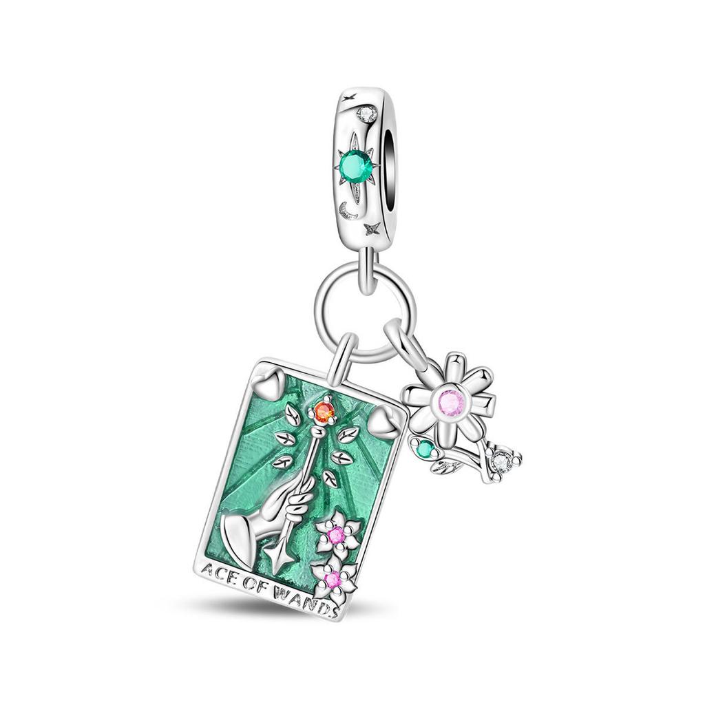 S925 Silver DIY Bracelet Charms Tarot Theme Sun Moon Stars Pendants Beads Kit