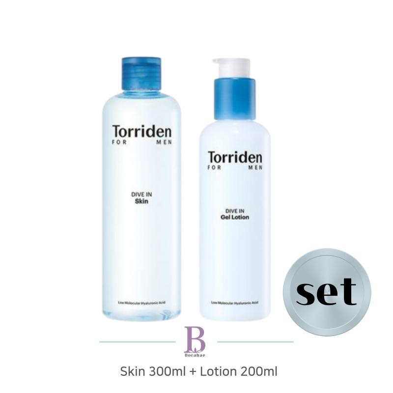 TORRIDEN Dive-In Pour Hommes Duo de Soins pour la Peau à l'Acide Hyaluronique de Bas Poids Moléculaire (Skin 300ml + Lotion Gel 200ml)