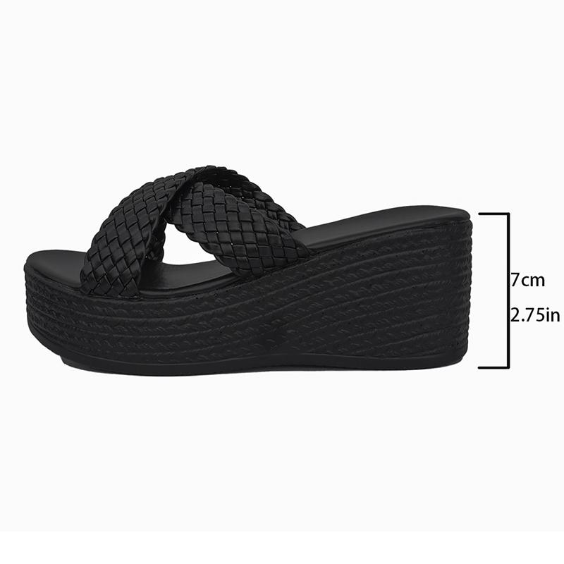 Fashion Braided Cross Strap Platform Sandals for Women 2025 Summer Thick Bottom Beach Slippers Woman Plus Size Fashion Wedges Sandalias