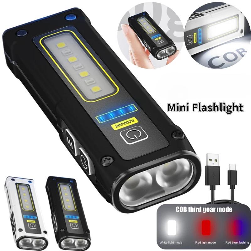 Superhelle LED-Arbeitslampe im neuen Design mit Magnetalarm, SOS-Schlüsselanhänger, Powerbank, wasserdichte Notfall-Taschenlampe