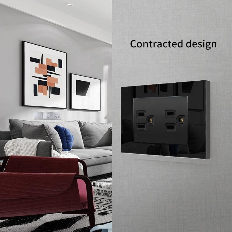 US Double Wall Socket Glass Panel and Switches Plug Universal Electric Power Standard 3pin Outlet Canada