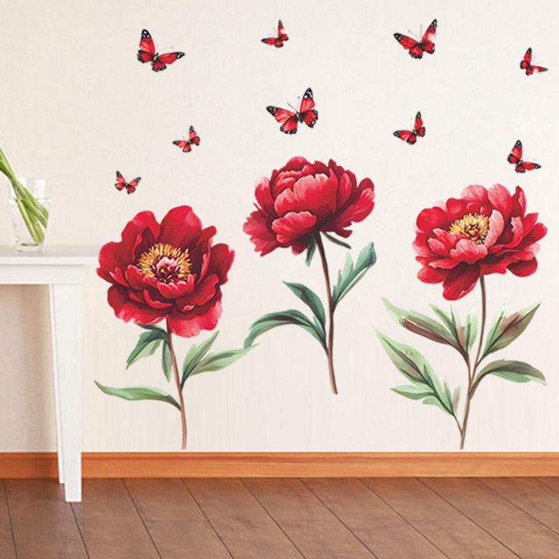 Creative Flower Butterfly Wall Stickers Self-Adhesive Decal for Bedroom Living Room Study Home Decor
