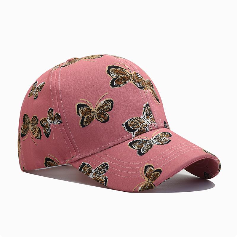 Spring and summer outdoor leisure sunshade baseball cap fashionable women butterfly print cap