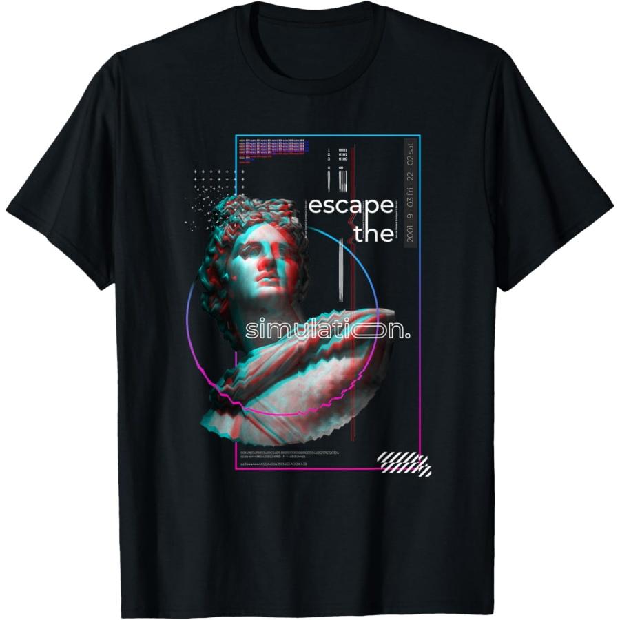 

Escape The Simulation Glitch Sculpture Aesthetic T-Shirt XXXXXL чёрный