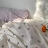 Ins Korean Pastoral Flower Bedding Set Purple Bed Flat Sheet Pillowcase Twin Full Queen Size Bed Linen Women Girls Duvet Cover