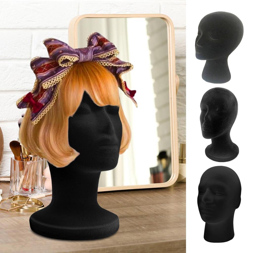 Manekinhuvud Skum Svart Sammet Mannekäng Manikin Huvud Perukdisplay Kosmetologi Skönhetsdisplay Modell för Smycken Hår