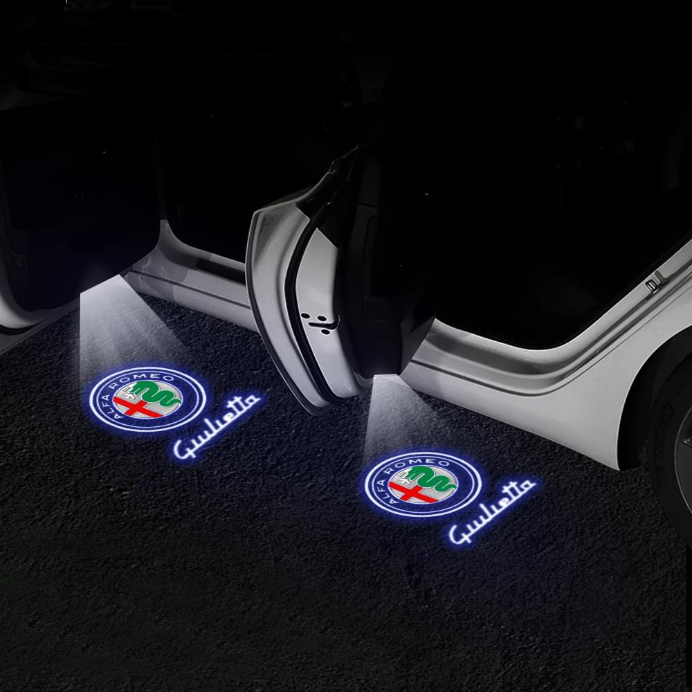 2pcs LED Car Emblem Logo Door Welcome Light Projector Lamp Ghost Shadow For Alfa Romeo Stelvio 2017 Giulia 2017 Auto Accessories zl6
