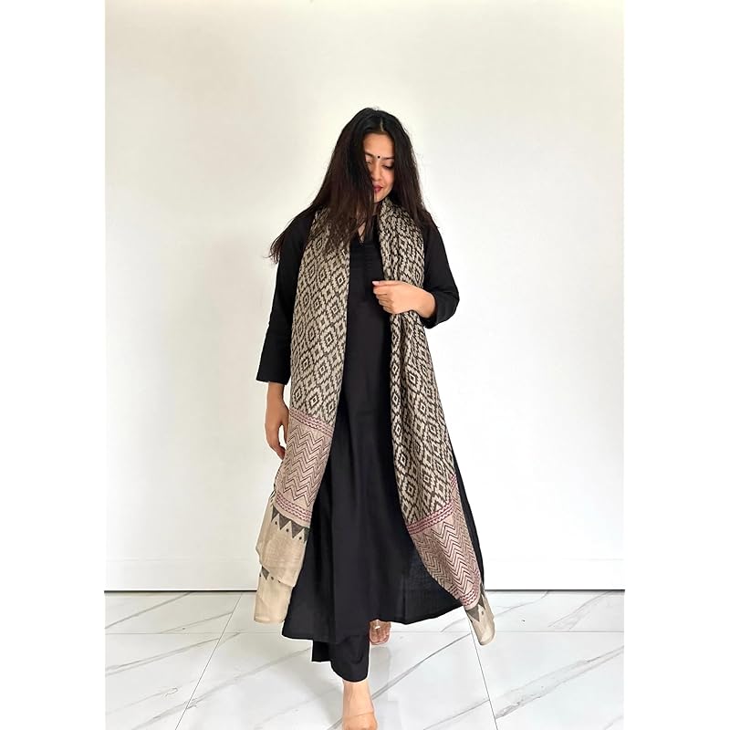 ANNI DESIGNER Women' Rayon Blend Straight Solid Kurta with Pant & Dupatta (Jamana Black Black XXXXXLarge)
