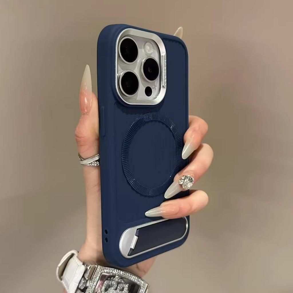 Invisible Folding Bracket Magnetic For Magsafe Case For iPhone 16 Pro Max 15 14 13 12 11 Pro Soft Silicone Shockproof Cover