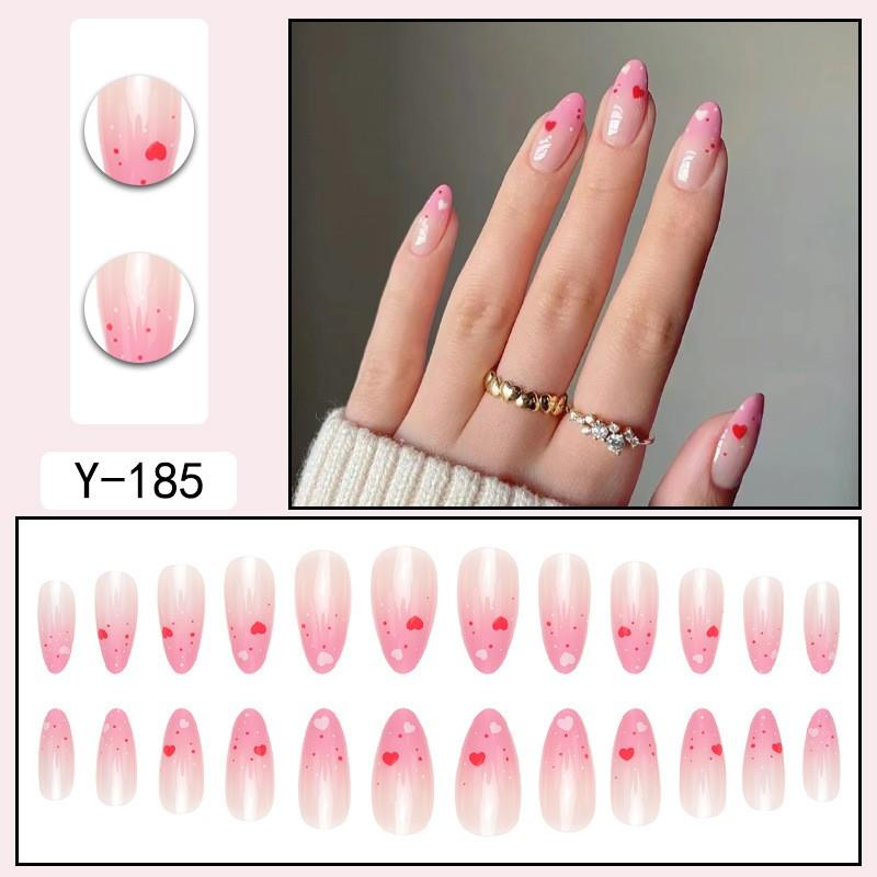 Pre-made Press-On Nails With Gradient Line Design Minimalist INS Style False Nail Tips Women