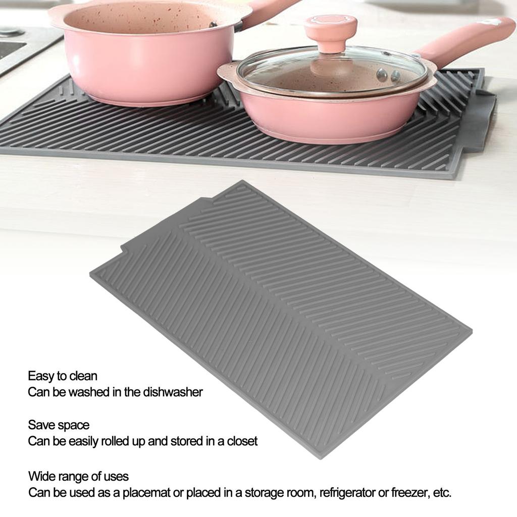 Drainable Heat Insulation Pad Silicone Table Placemat Pot Bowl Dish Mat Kitchen Gadgets