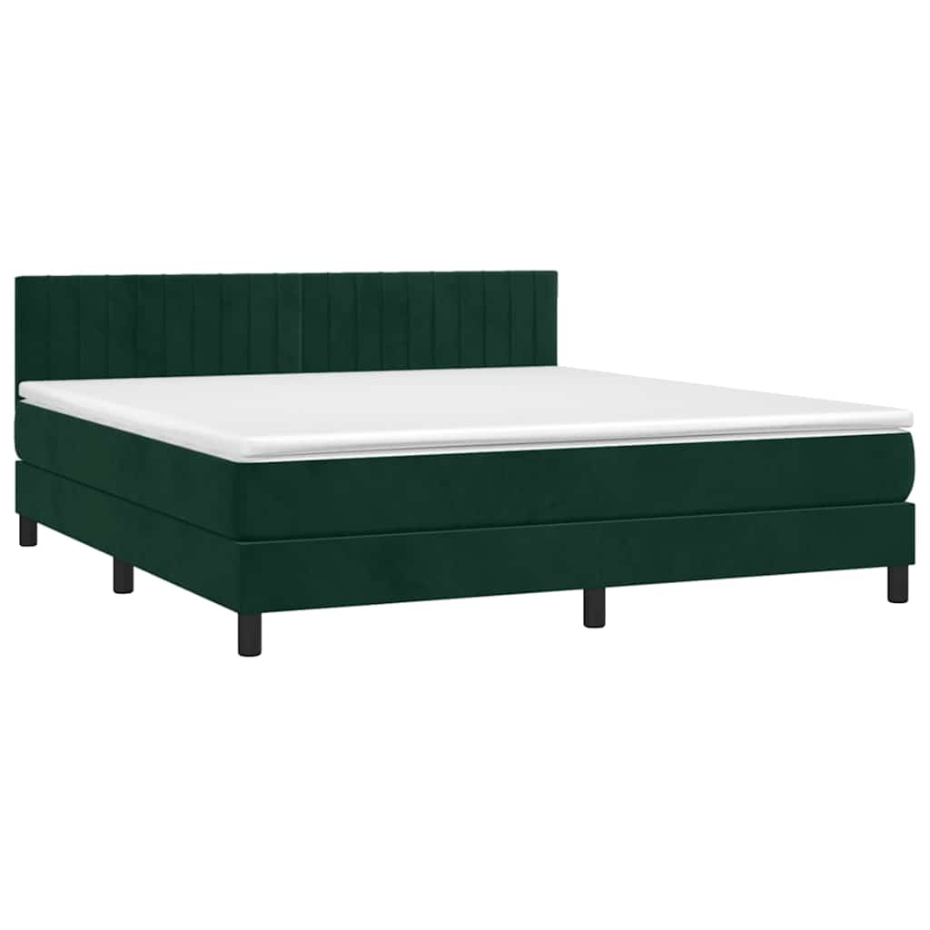 Box Spring Bed with Mattress Dark Green 160 x 200 cm Velvet
