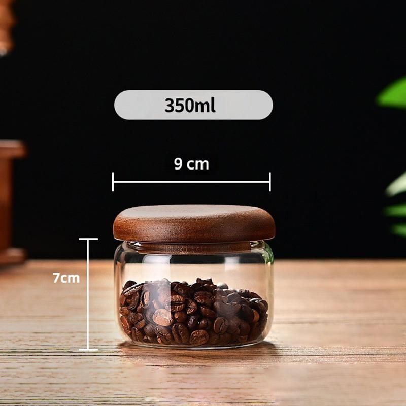 Wooden Lid Glass Airtight Jar Flower Tea Candy And Coffee Can Kitchen Storage Jar