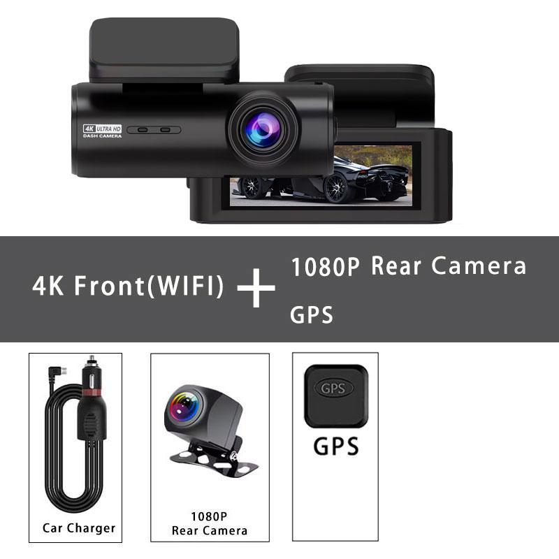 4K Dash Cam 3840*2160P Car DVR Support WIFI GPS Dual Lens Auto Mini Car Camera With Super Night Vision G-Sensor 24H Parking