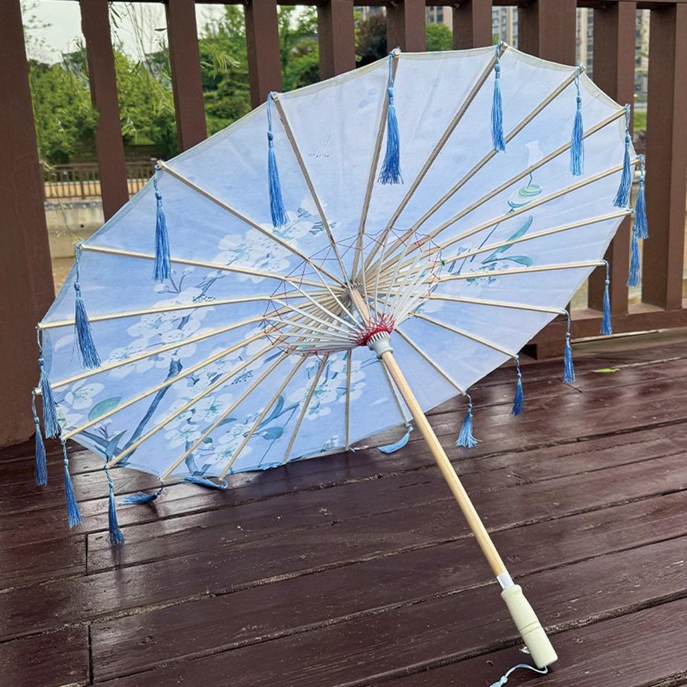 70cm Silk Fabric Tassel Umbrella Chinese Style Ancient Dance Umbrella Hanfu Photography Prop