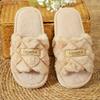 Cozy Plush Lined Open Toe Slippers with Non-slip Soft Sole for Winter & Autumn