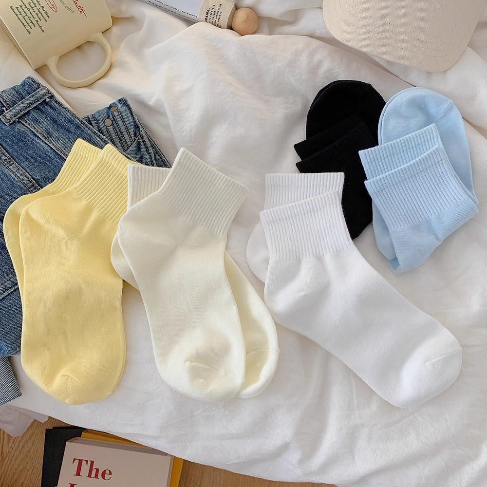 Women's Candy Color Pure Cotton Anti-Bacterial Breathable No-Pill Socks - Versatile Short Socks