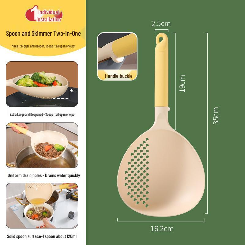 

Extra-Large Silicone Colander & Ladle: High-Temp Resistant, Long Handle, Ideal for Scooping Dumplings