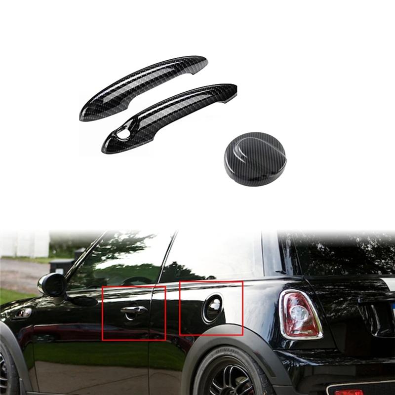 Car Gas Fuel Tank Filler Cap Cover Fuel Tank Decorative Cover For BMW Mini Cooper S R55 R56 2007-2013 (Carbon )