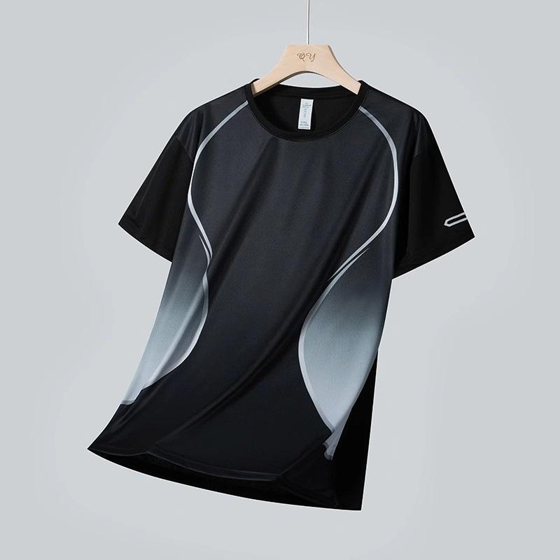Letní pánské sportovní tričko ledový hedvábí rychleschnoucí tenká sekce