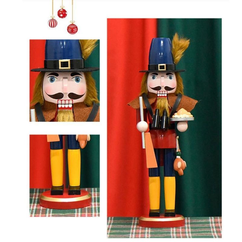 Christmas Nutcrackers Ornament Small Wooden Soldier Christmas Decorations Nutcrackers Figure Ornament for Table Shelf