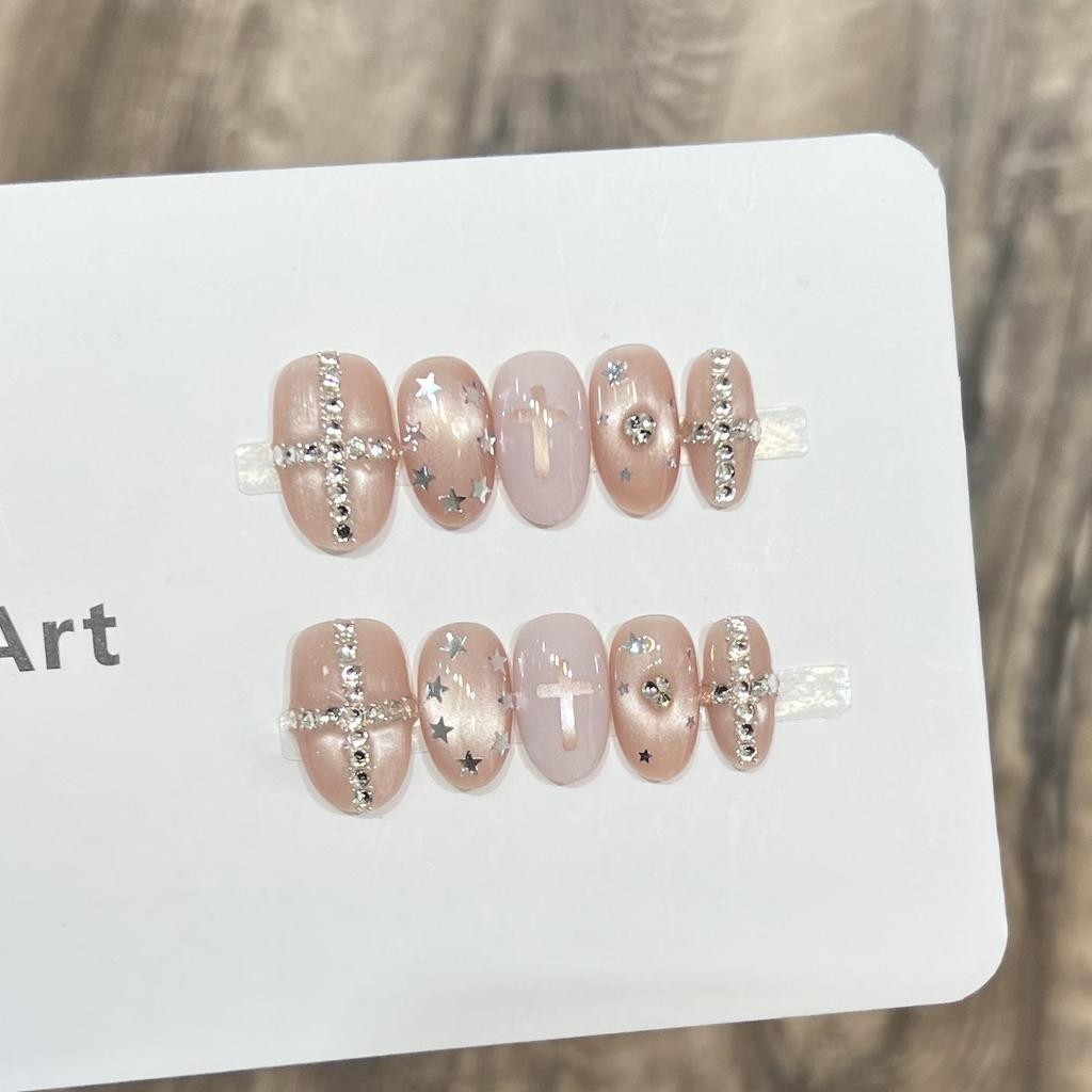 Handcrafted Short Wearable Nail Art Stickers - High-End Boutique False Nails