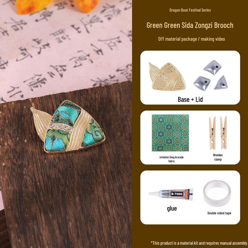 Dragon Boat Festival Zongzi Brooch & Keychain DIY Kit - Handmade Pendant Ornament Souvenir