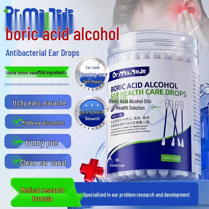 DR. MACBEDE Boric Acid Alcohol Ear Drops Cotton Swabs