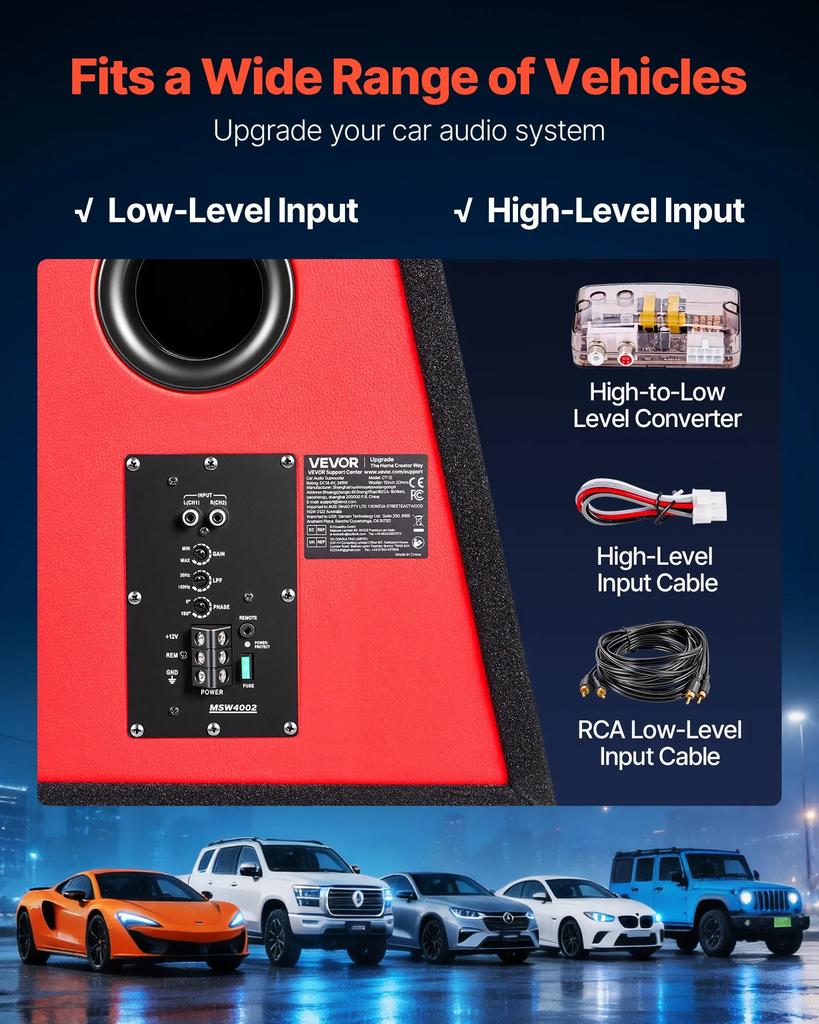 VEVOR Subwoofer Bass Package, 305mm, 245W RMS, Complete Car Audio Subwoofer and Amp Package, with Loaded Enclosure, Built-in Amplifier