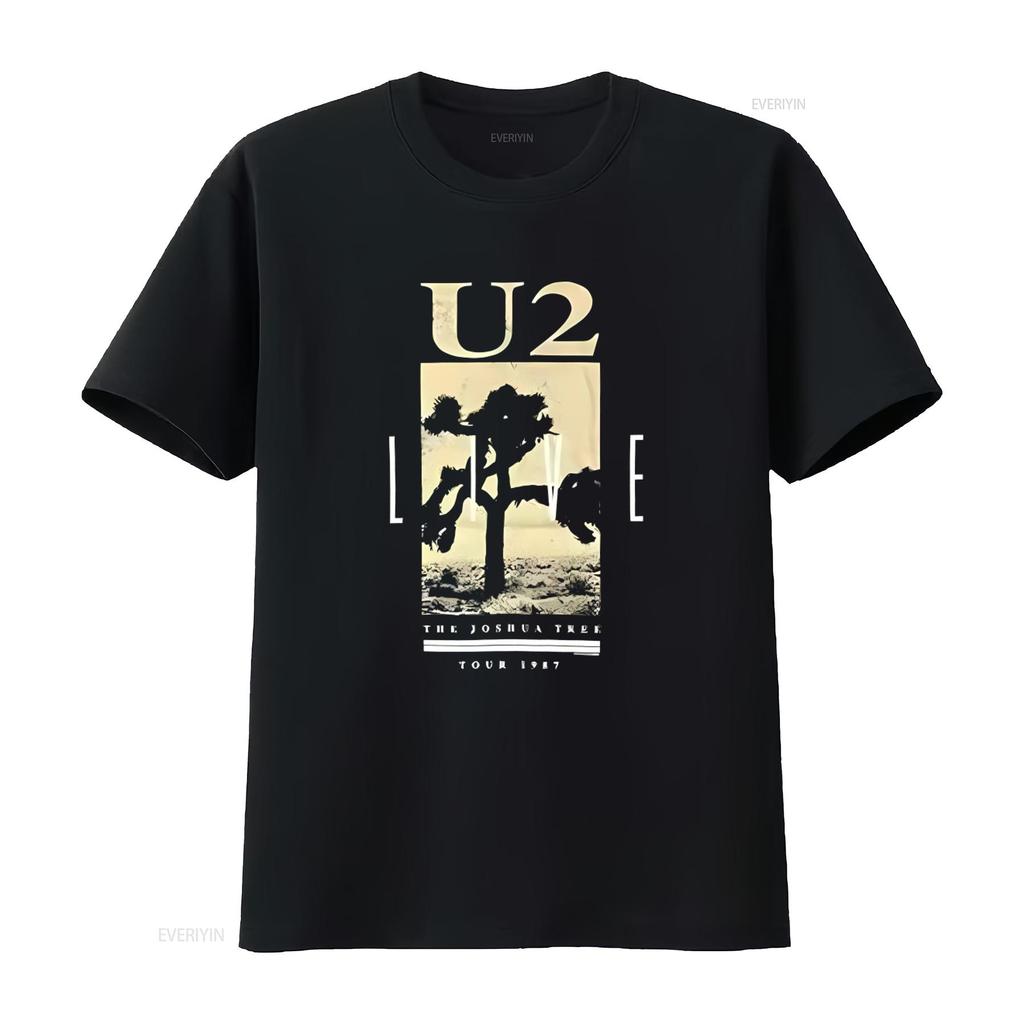 U2 Joshua Tree Live 1987 Tour Vintage Style Unisexs Black Organic Cotton T Shirt Vintage Fashion Unisex Graphic