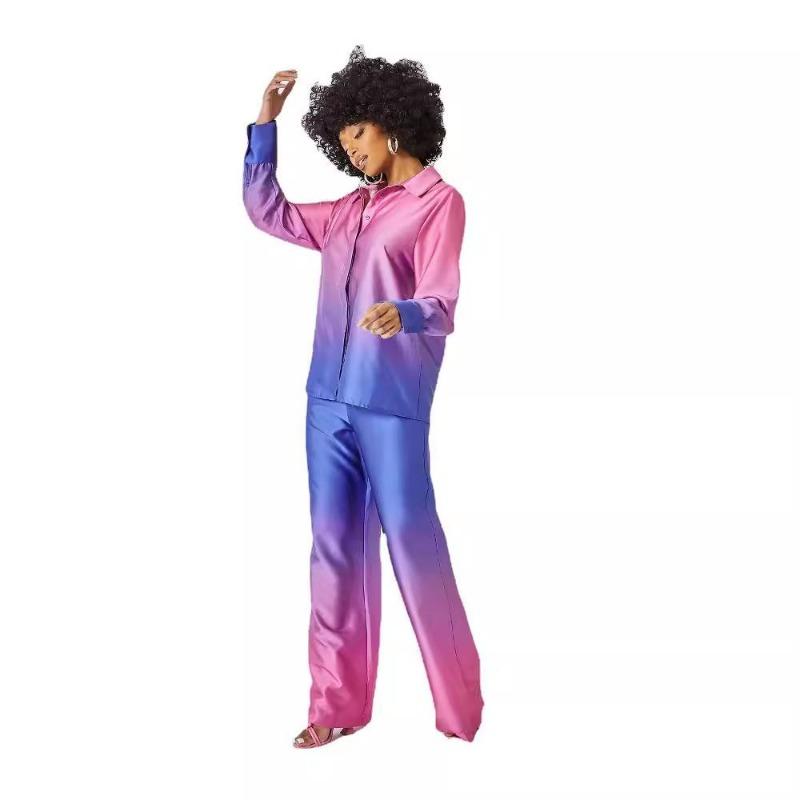 New Set Loose Printed Long-sleeved Shirt Casual Fashion Casual Suit Colourful Suit Party Suit Casual Suit