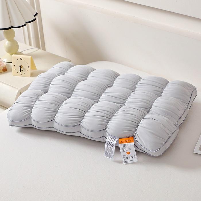 

Soft and Fluffy High Pillow Household Neck Protection Sleep Aid Pillows French Cloud Bread Pillow Core Washable Without Fading 48x74cm thick 6cm сірий