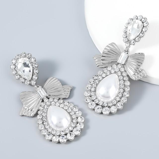 2022 New Trend Shiny Big Rhinestone Drop Shape Pendant Women's Earrings Wedding Party Fashion Jewelry Accessories