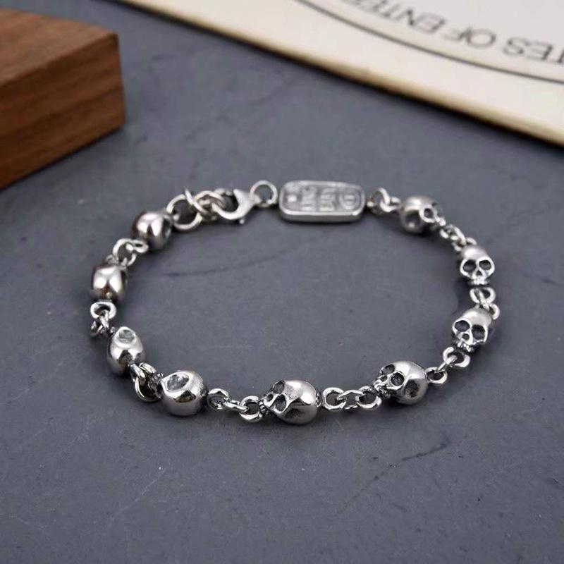 S925 Sterling Silber Armband Persönlichkeit Trend Schädel Armband Neutral Nische Hip Hop Punk Hand Schmuck Boutique Schmuck