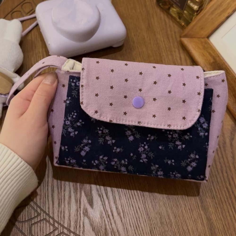Star Polka Dot Cosmetic Pouch Purple Print Coin Purse Toiletry Case Floral Makeup Bag  Cute Gift