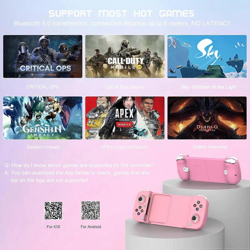 D3 Telescopic Game Controller Joystick Bluetooth-Compatible5.0 for PUBG (Pink)