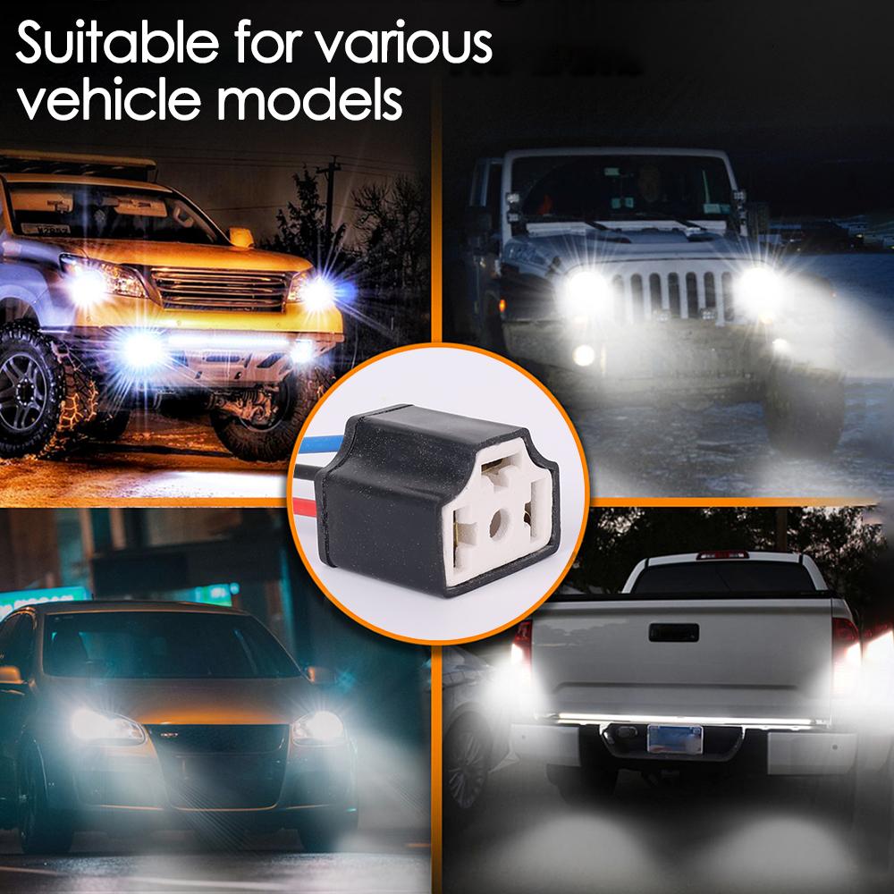 H4 Automotive Headlight Bulb Holder Ceramic Three-pin Socket Headlight Connector Replacement Repair Bulb Holder Connector Plug