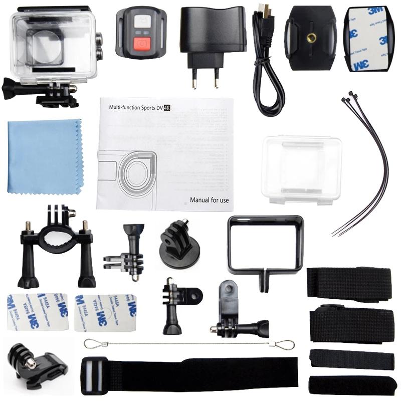 4K Ultra HD Action Camera Double IPS LCD WiFi 20MP 170D Webcam DVR 30M Waterproof Sport DV Helmet Video Camera Allwinner V3