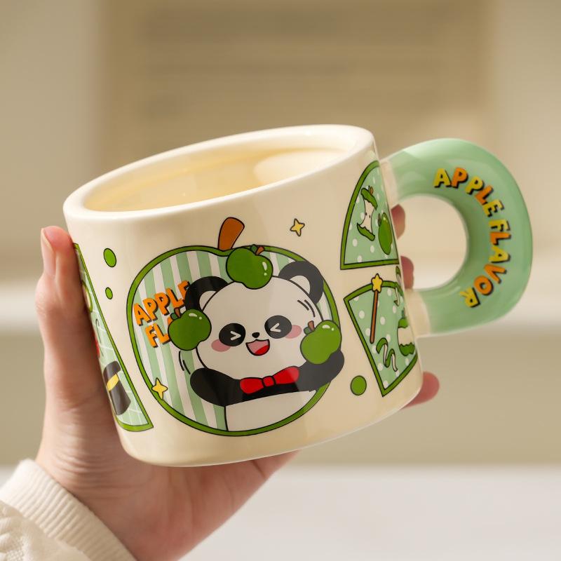 Cute Animal Apple With Lid Office Couple Water Cup Creative Birthday Souvenir High Value Ceramic Cup