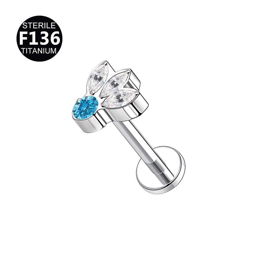 6/8mm G23 Titanium Crown Diamond Lip Stud Ring for Medusa Piercing, 16G