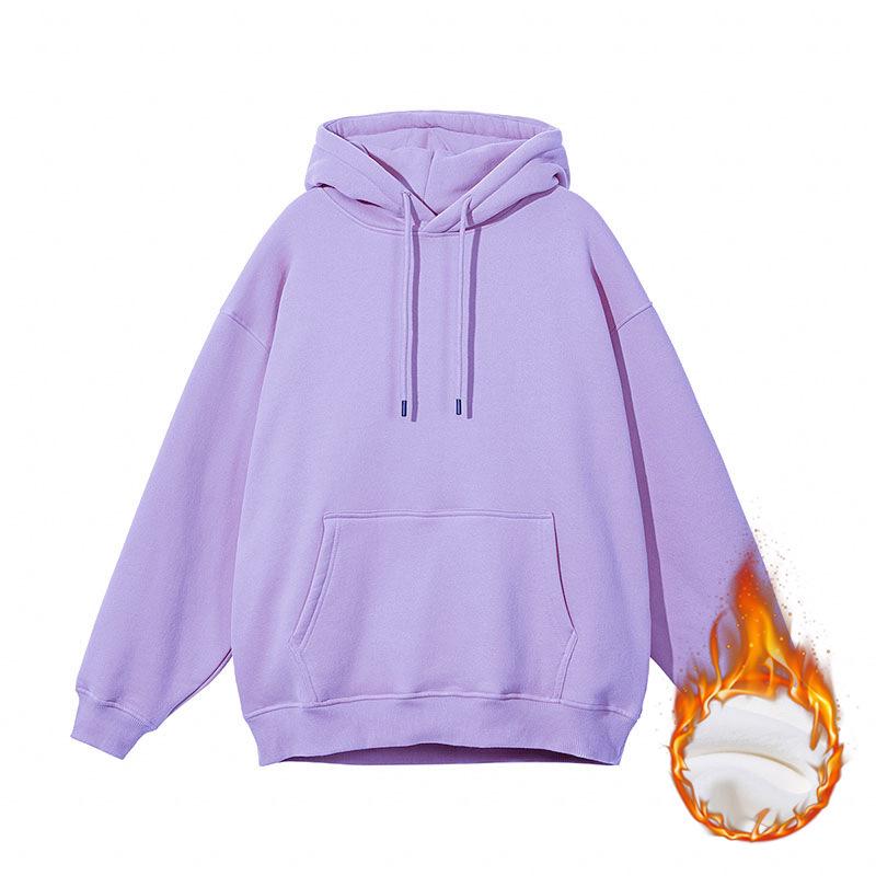 Unisex Heavyweight Hoodie: Solid Color American Street Style for Autumn/Winter