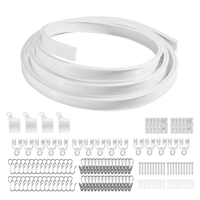 A20F-Flexible Bendable Ceiling Curtain Track, Ceiling Mount For Curtain Rail, Room Divider Ceiling Track For Curtains White 3 meters