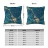 Turquoise Teal Blauw Marmer Vierkante Kussensloop Polyester Linnen Fluweel Bedrukt Rits Kussenhoes Bank Zitkussenhoes