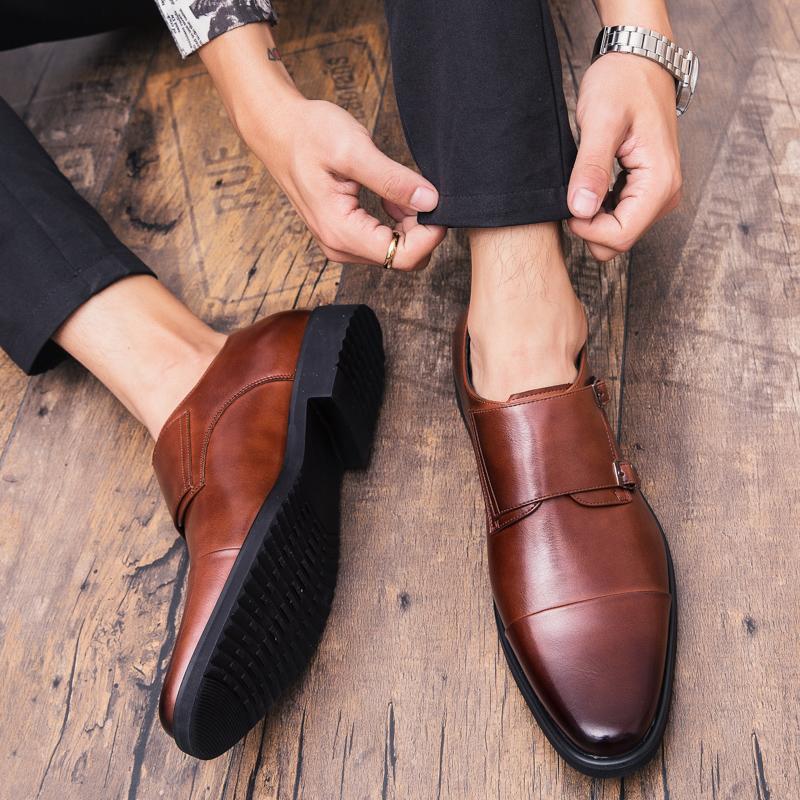 Men Monks Dress Loafers Shoes Wedding Driving Casual Brown Formal Business Leather Shoes Plus Size